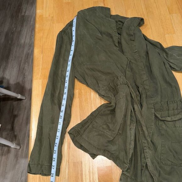 Nanette Lepore Womens Lyocell Army Green Military Jacket Medium Drape Front - Picture 10 of 11